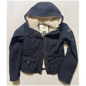 Abercrombie & Fitch Women's Sherpa Lined Hooded Parka Jacket Black •Medium